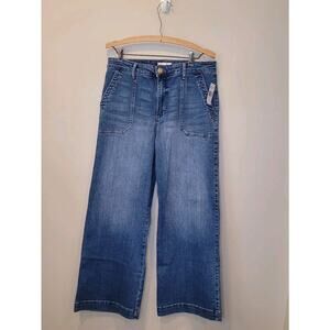 KUT From the Kloth High Rise Blue Denim Meg Wide Leg Jeans Size 10 New